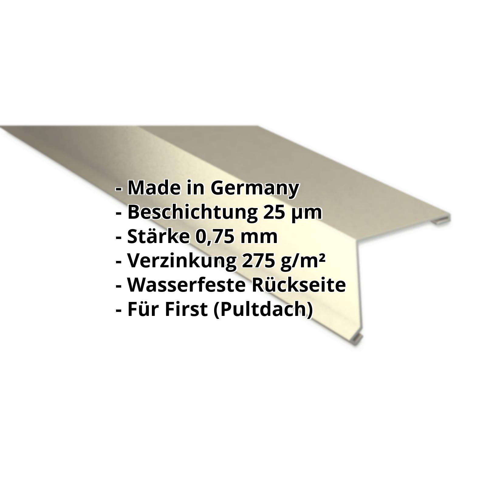 Pultabschluss | 25 µm Polyester | 115 x 115 mm | 80° | Stahl 0,75 mm | 1015 - Hellelfenbein #2