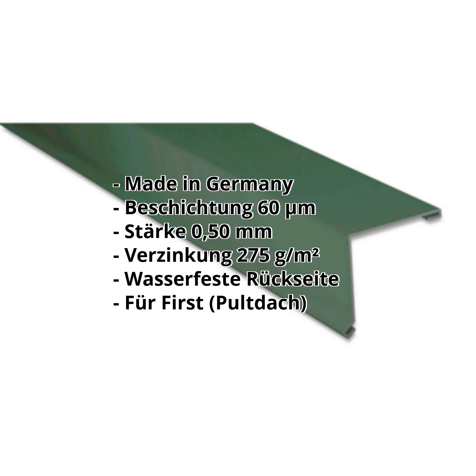 Pultabschluss | 60 µm TTHD | 115 x 115 mm | 80° | Stahl 0,50 mm | 6005 - Moosgrün #2
