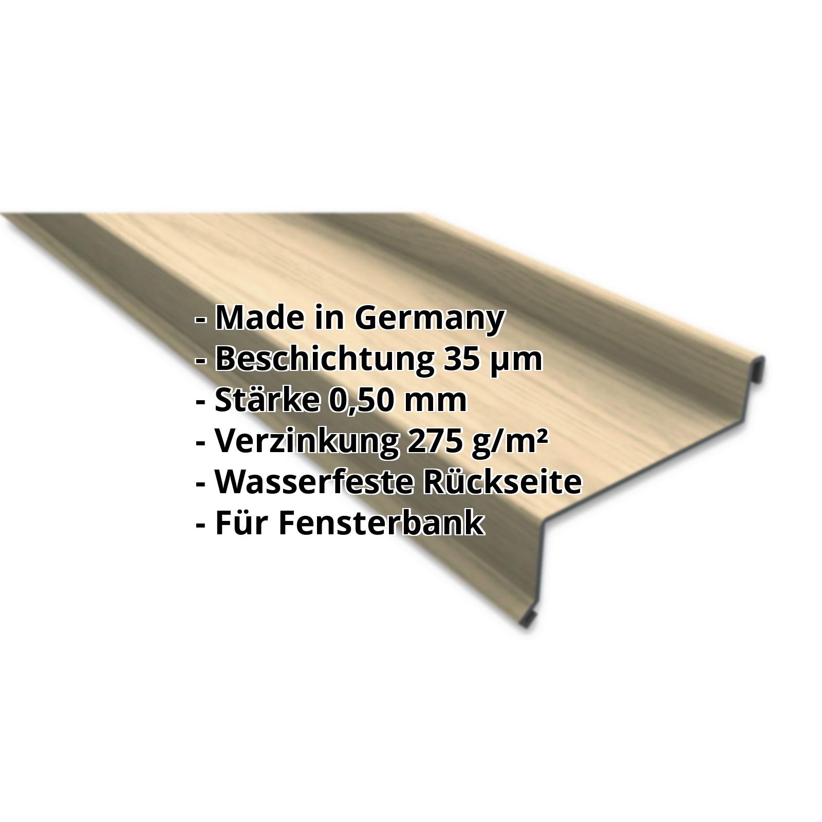 Sohlbank | 35 µm Strukturpolyester | 50 x 115 x 40 x 2000 mm | Stahl 0,50 mm | Holzoptik - Ahorn #2