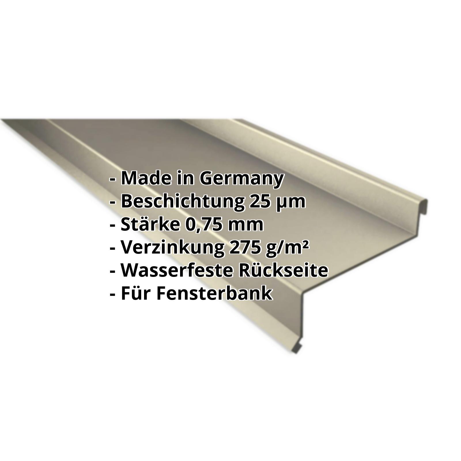 Sohlbank | 25 µm Polyester | 50 x 115 x 40 x 2000 mm | Stahl 0,75 mm | 1015 - Hellelfenbein #2
