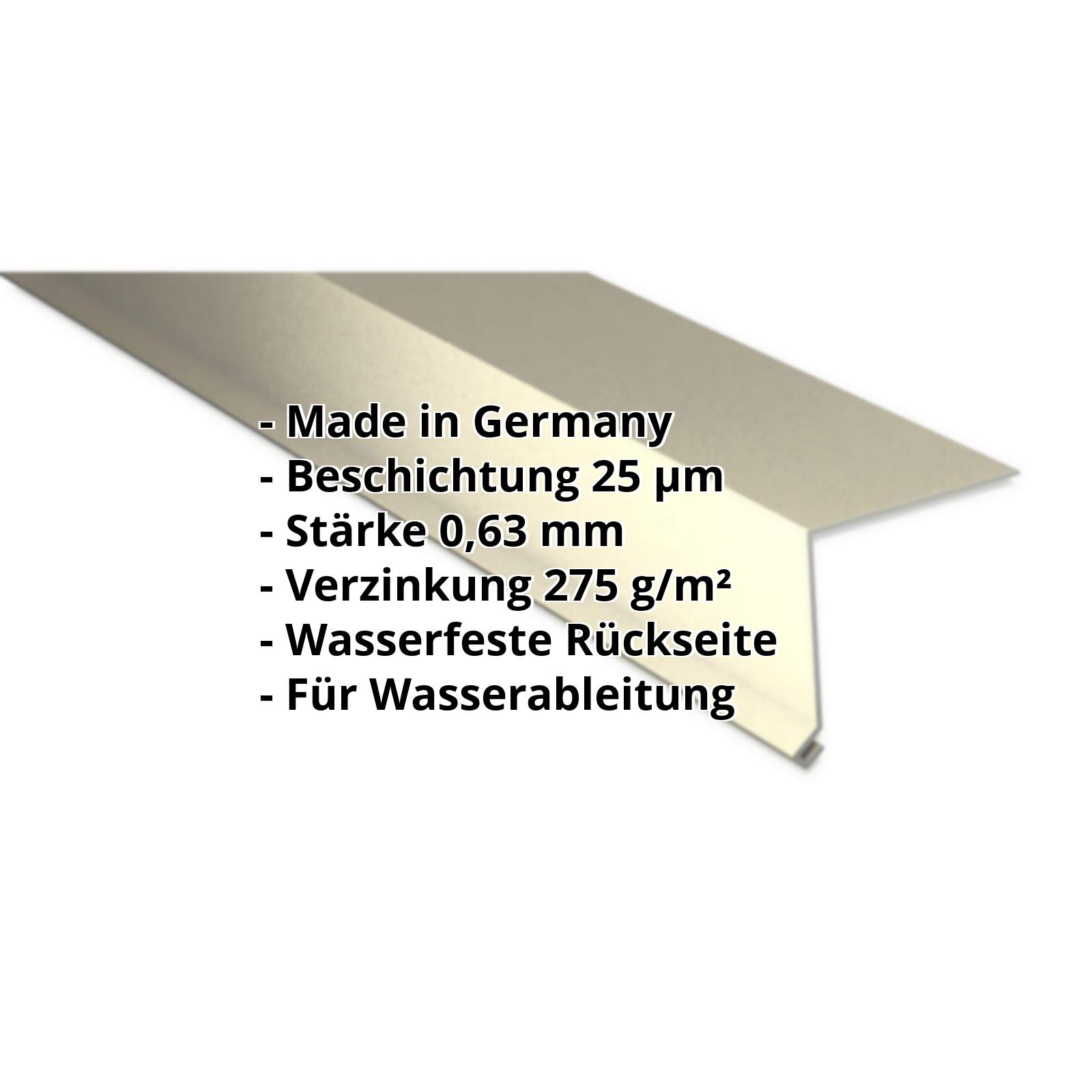 Traufenblech | 25 µm Polyester | 50 x 50 mm | 100° | Stahl 0,63 mm | 1015 - Hellelfenbein #2