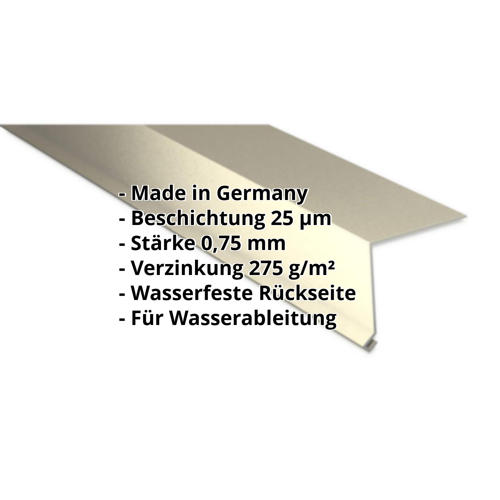Traufenblech | 25 µm Polyester | 80 x 30 mm | 100° | Stahl 0,75 mm | 1015 - Hellelfenbein #2