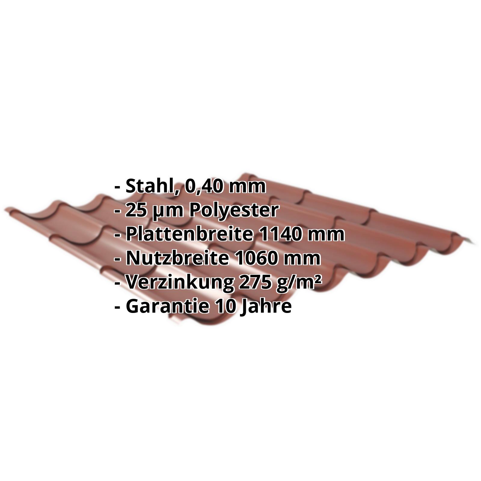 Pfannenblech 2/1060 | Sonderposten | Stahl 0,40 mm | 25 µm Polyester | 8012 - Rotbraun #2