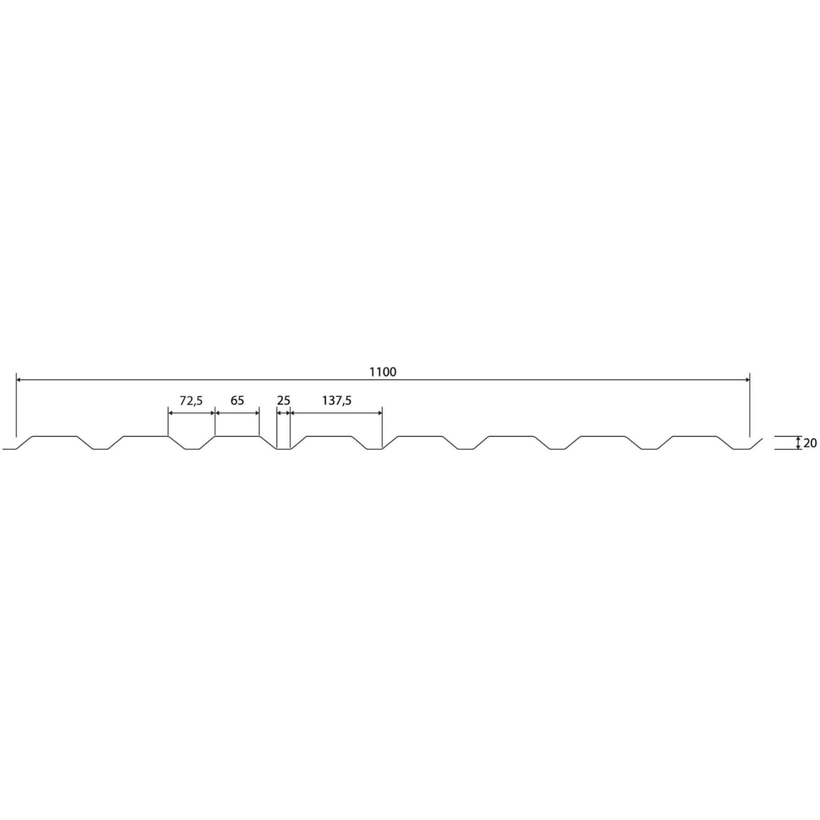 Trapezblech 20/1100 | Wand | Stahl 0,75 mm | 25 µm Polyester | 1015 - Hellelfenbein #5
