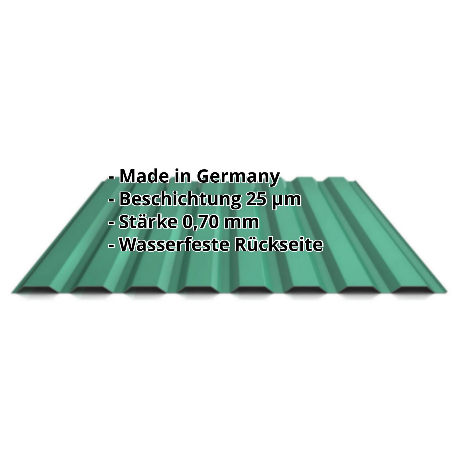 Trapezblech PA20/1100TW | 25 µm Polyester | Wand | Aluminium 0,70 mm | 6005 - Moosgrün #2