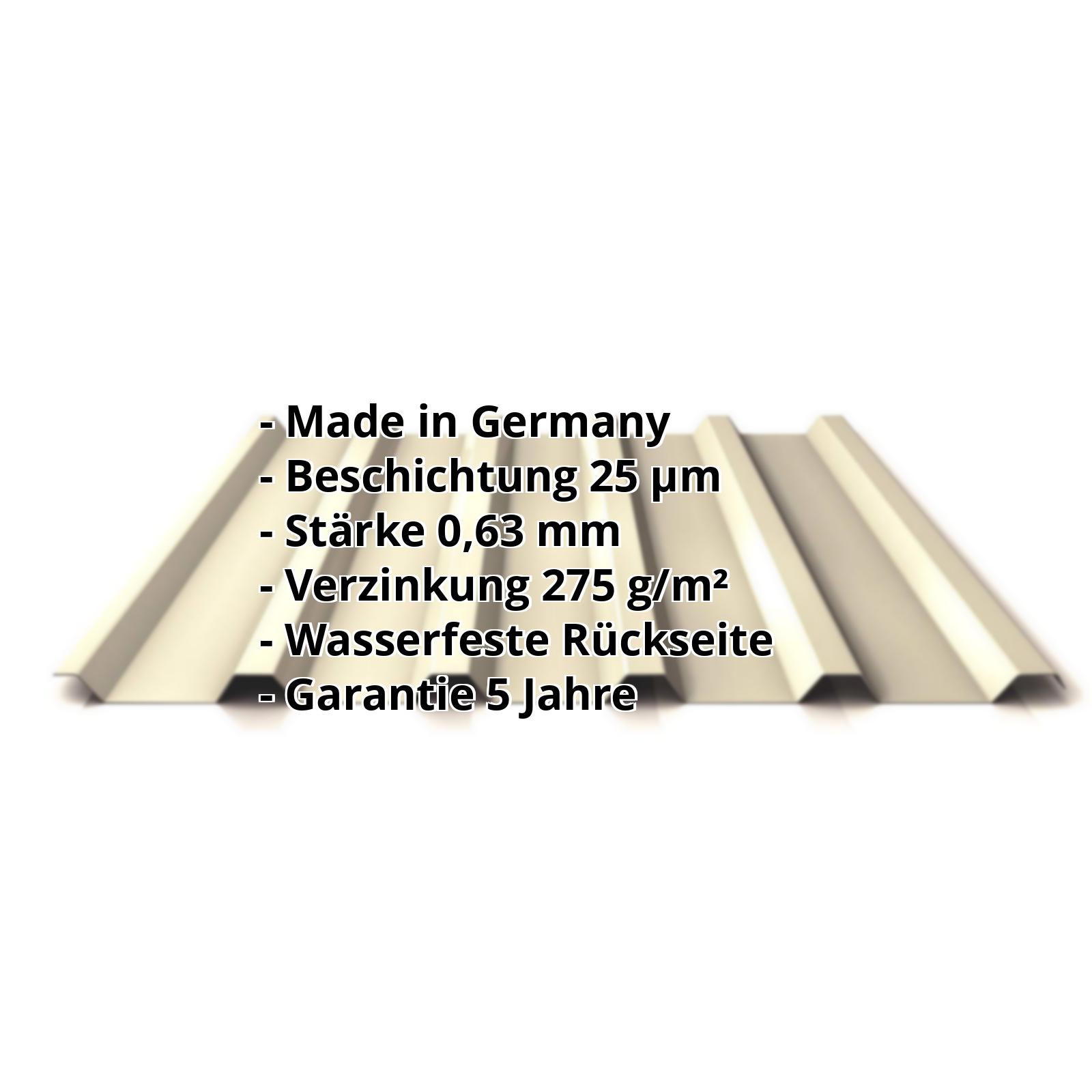 Trapezblech PS35/1035TR | 25 µm Polyester | Dach | Stahl 0,63 mm | 1015 - Hellelfenbein #2