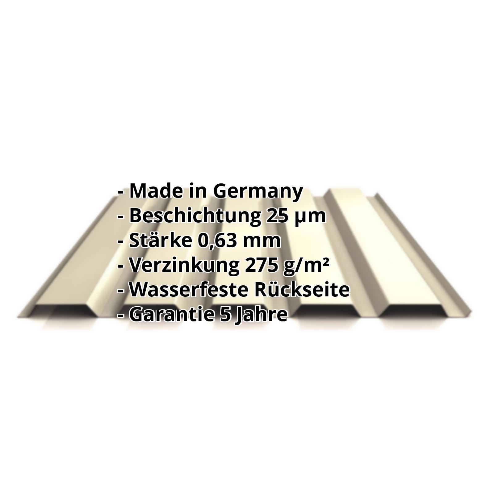 Trapezblech PS35/1035TW | 25 µm Polyester | Wand | Stahl 0,63 mm | 1015 - Hellelfenbein #2