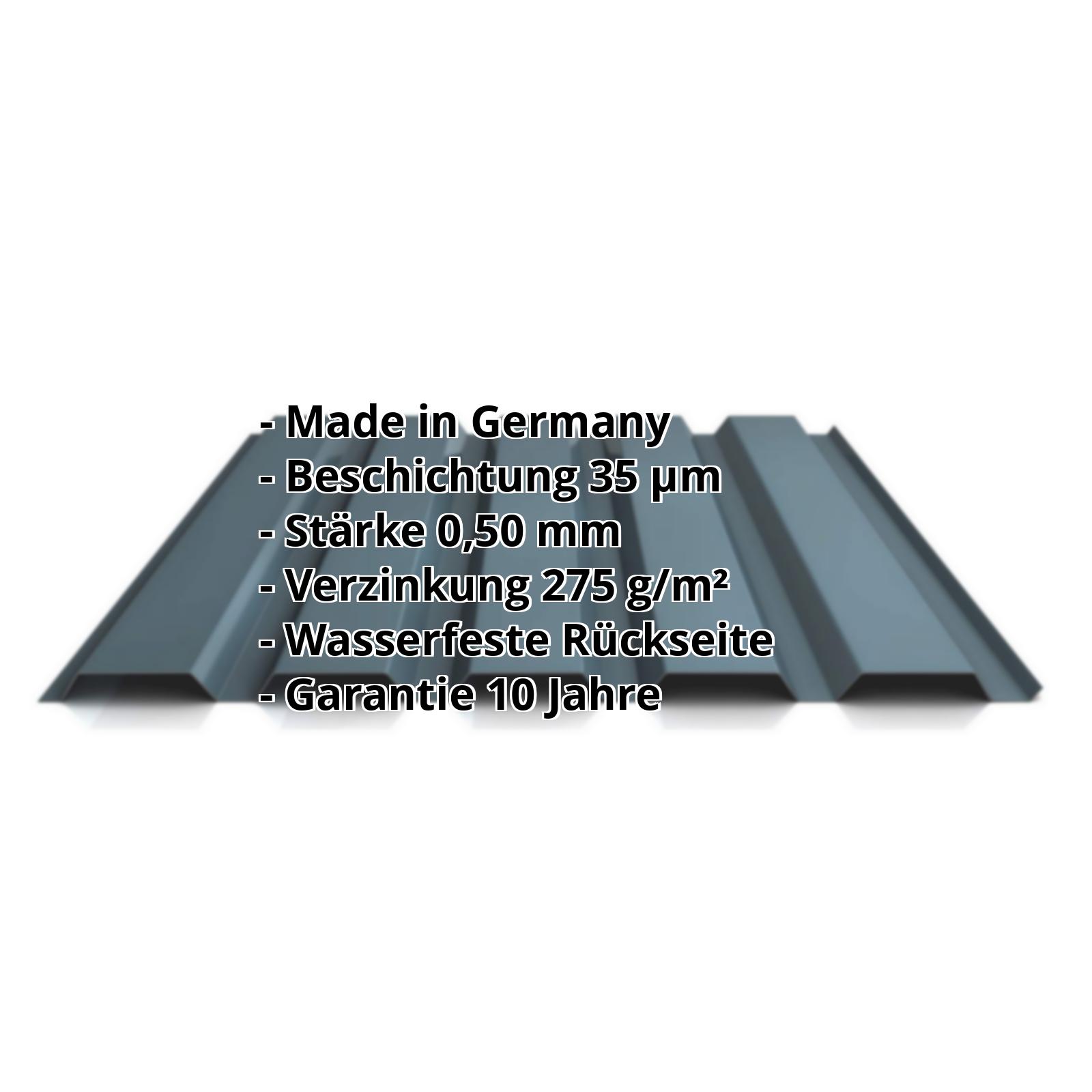 Trapezblech PS35/1035TW | 35 µm Mattpolyester | Wand | Stahl 0,50 mm | 23 - Dunkelgrau #2