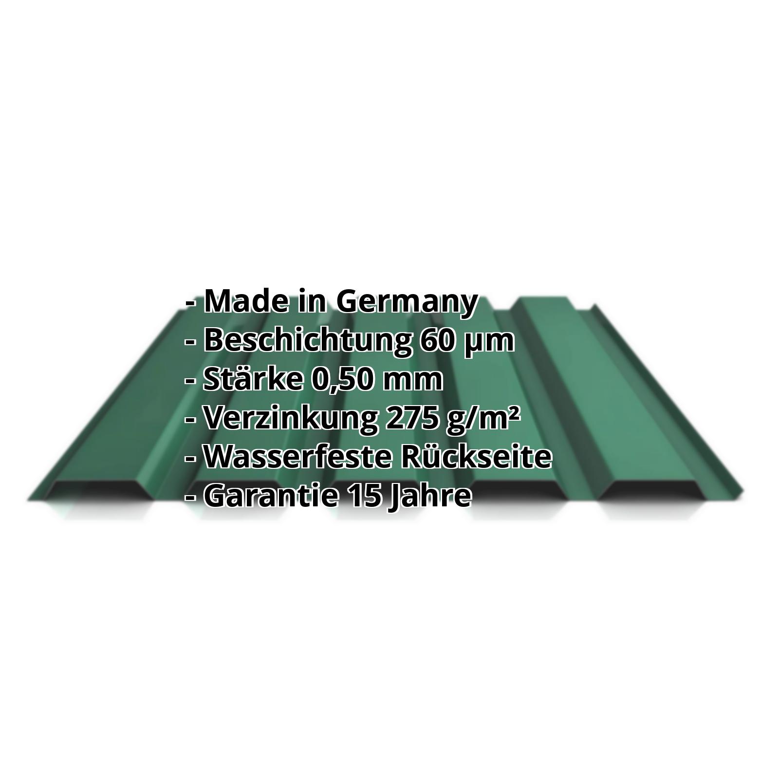 Trapezblech PS35/1035TW | 60 µm TTHD | Wand | Stahl 0,50 mm | 6005 - Moosgrün #2