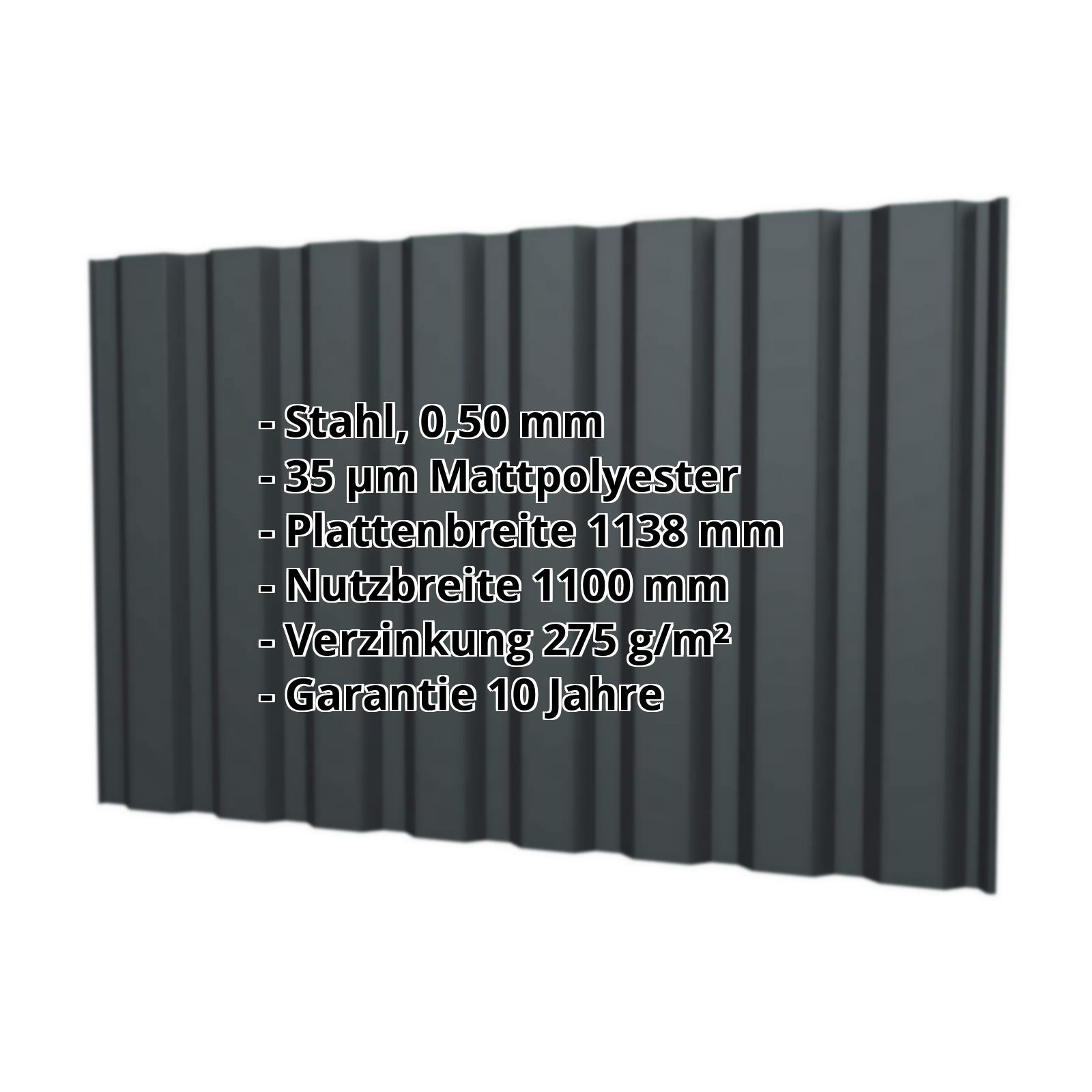 Trapezblech T20M | Wand | Stahl 0,50 mm | 35 µm Mattpolyester | 7016 - Anthrazitgrau #2