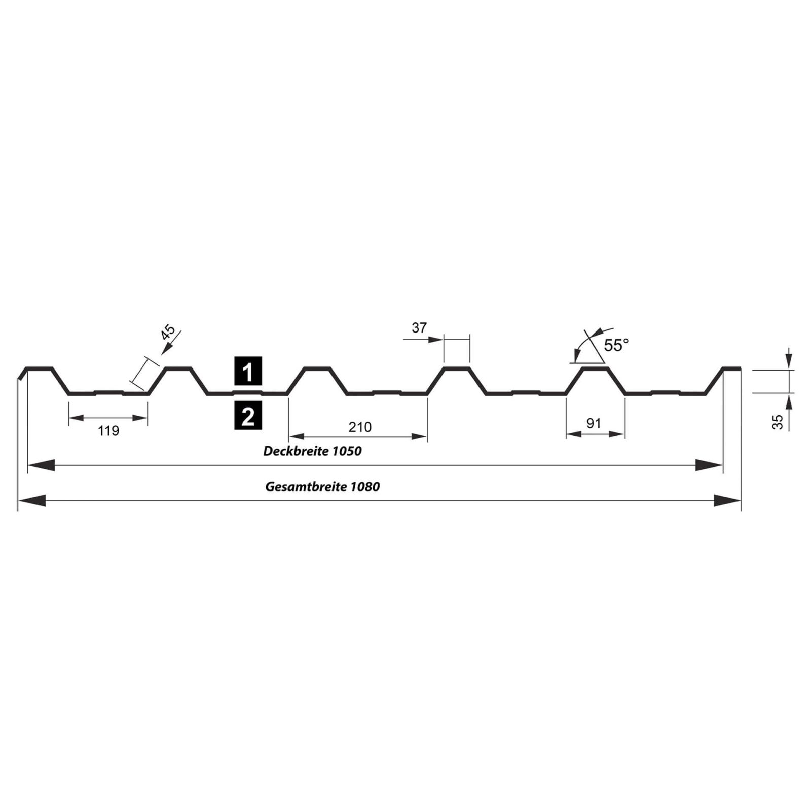 Trapezblech T35DR | Dach | Stahl 0,40 mm | 25 µm Polyester | 7016 - Anthrazitgrau #5