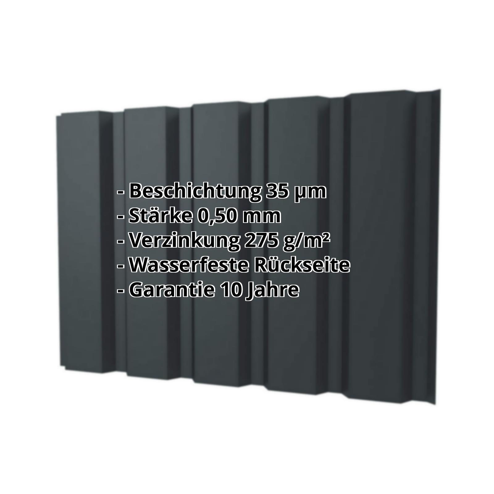 Trapezblech T35MW | 35 µm Mattpolyester | Wand | Stahl 0,50 mm | 7016 - Anthrazitgrau #2