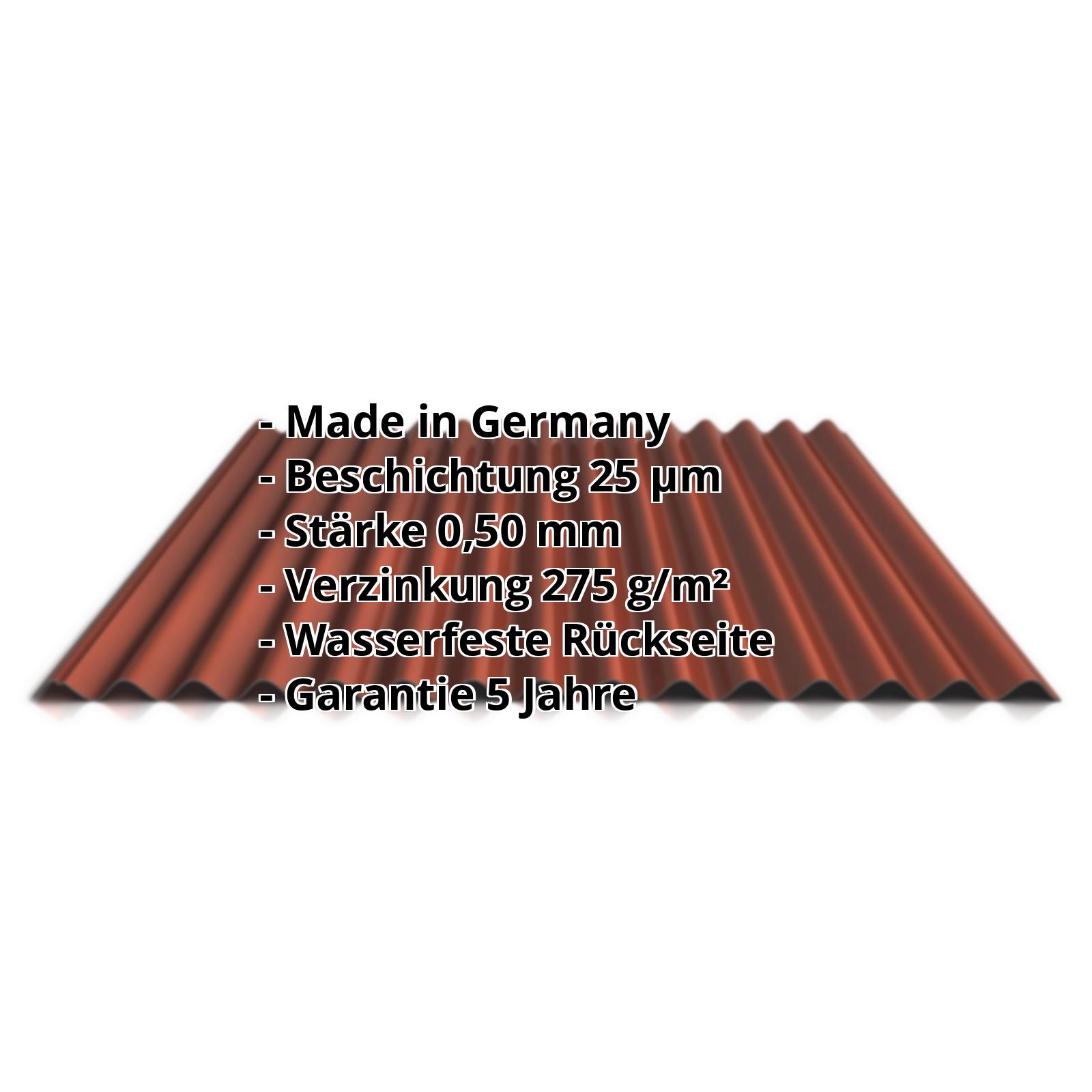 Wellblech 18/1064 | Dach | Aktionsblech | Stahl 0,75 mm | 25 µm Polyester | 8012 - Rotbraun #2