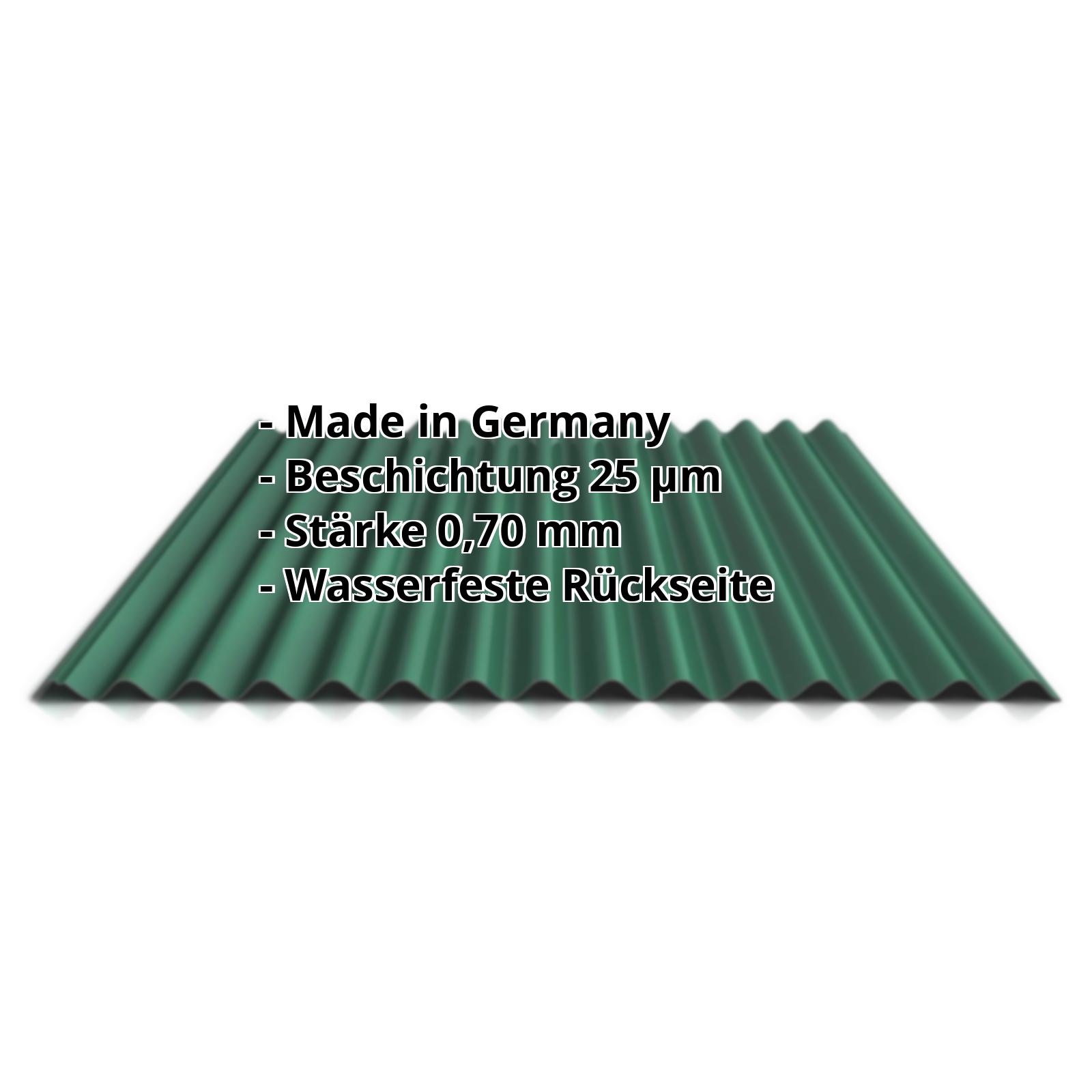 Wellblech PA18/1064CR | 25 µm Polyester | Dach | Aluminium 0,70 mm | 6005 - Moosgrün #2