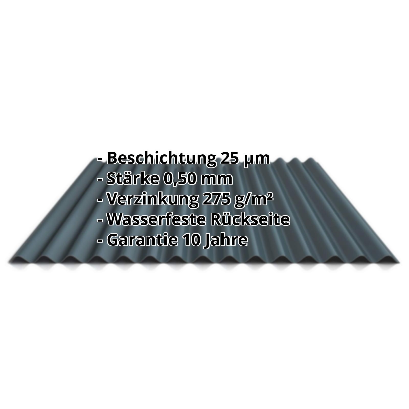 Wellblech PF25W | 25 µm Polyester | Wand | Stahl 0,50 mm | 7016 - Anthrazitgrau #2