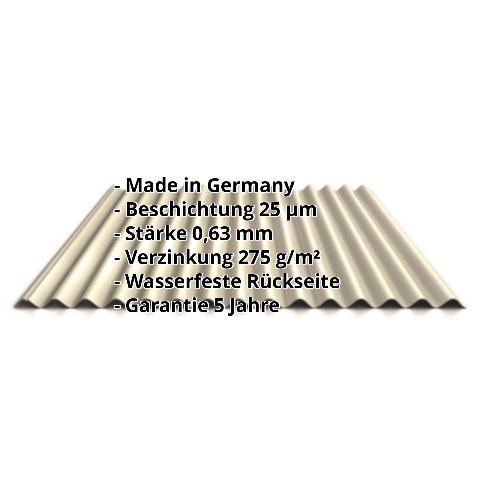 Wellblech PS18/1064CR | 25 µm Polyester | Dach | Stahl 0,63 mm | 1015 - Hellelfenbein #2