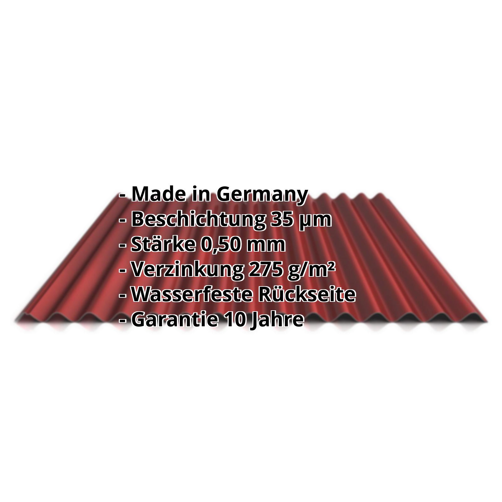 Wellblech PS18/1064CR | 35 µm Mattpolyester | Dach | Stahl 0,50 mm | 29 - Rot #2