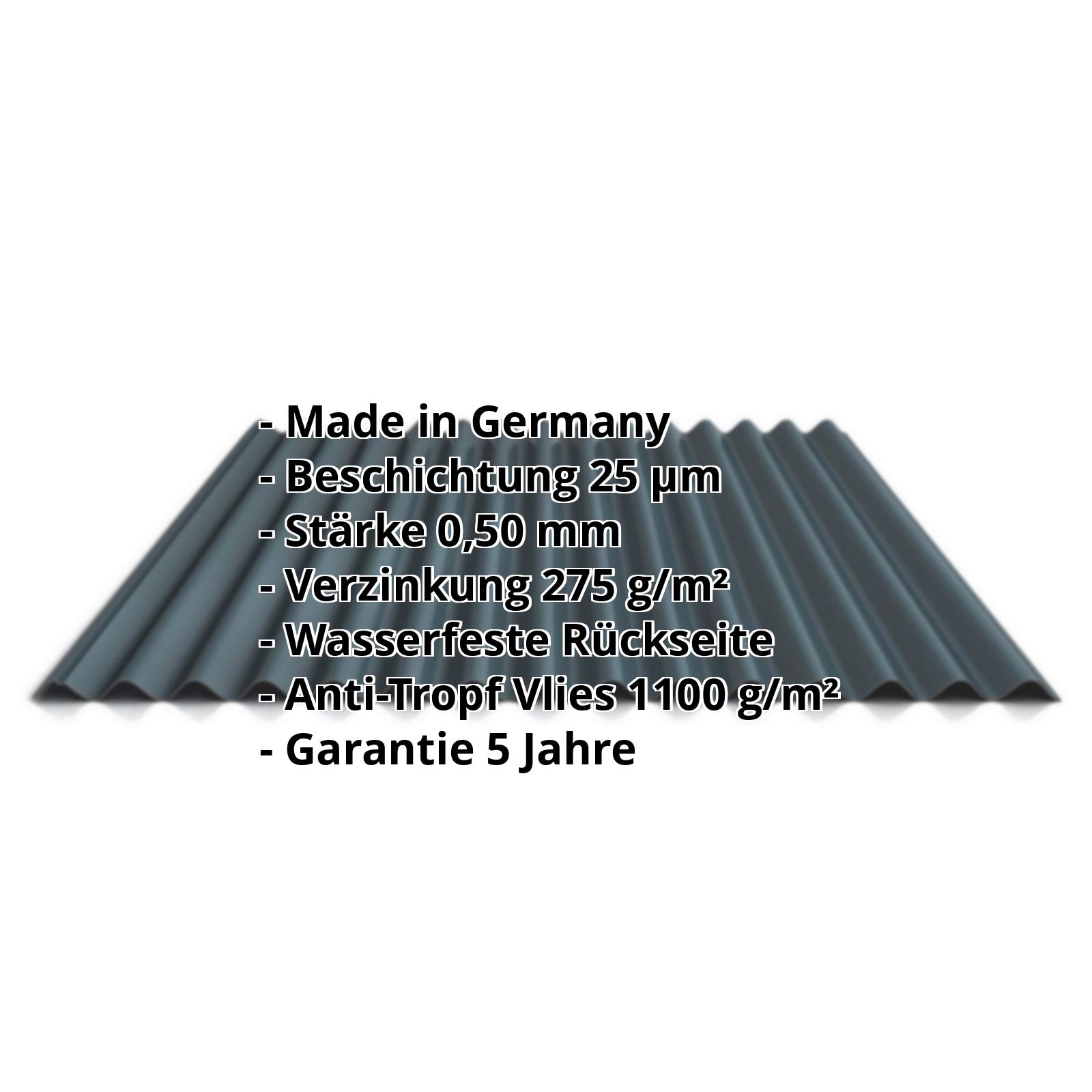 Wellblech PS18/1064CRA | 25 µm Polyester | Dach | Stahl 0,50 mm | Anti-Tropf | 7016 - Anthrazitgrau #2