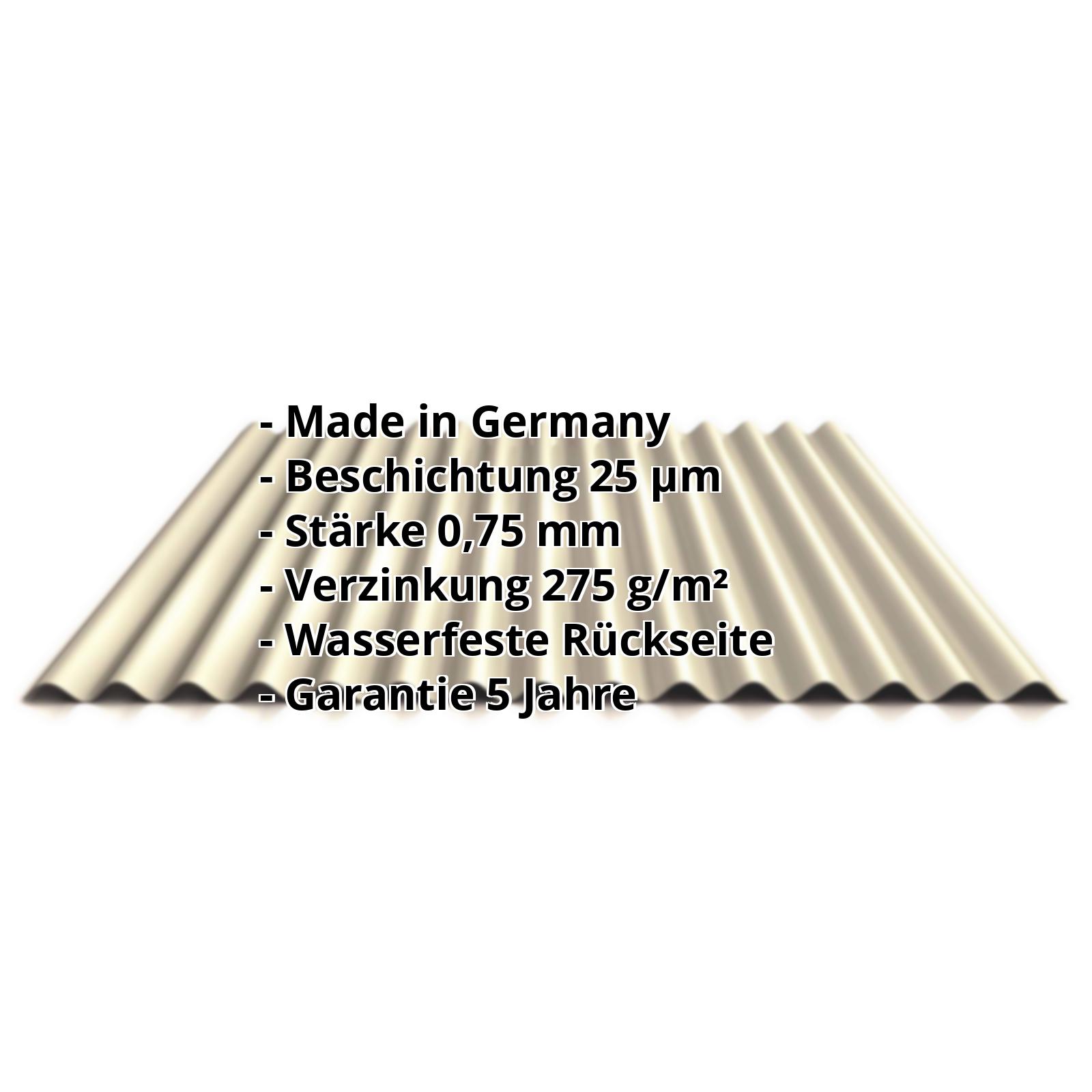 Wellblech PS18/1064CW | 25 µm Polyester | Wand | Stahl 0,75 mm | 1015 - Hellelfenbein #2