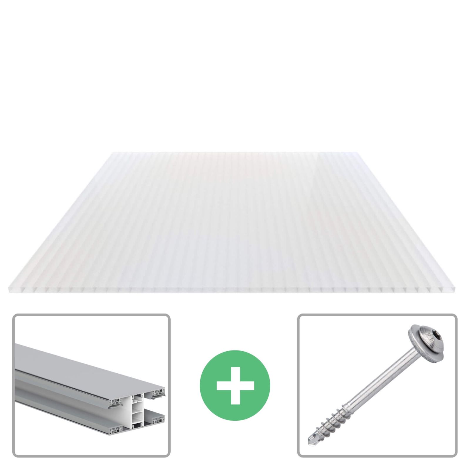 Acrylglas Stegdoppelplatte | 16 mm | Profil Mendiger | Sparpaket | Plattenbreite 980 mm | Opal Weiß | Breite 3,09 m | Länge 2,00 m #1