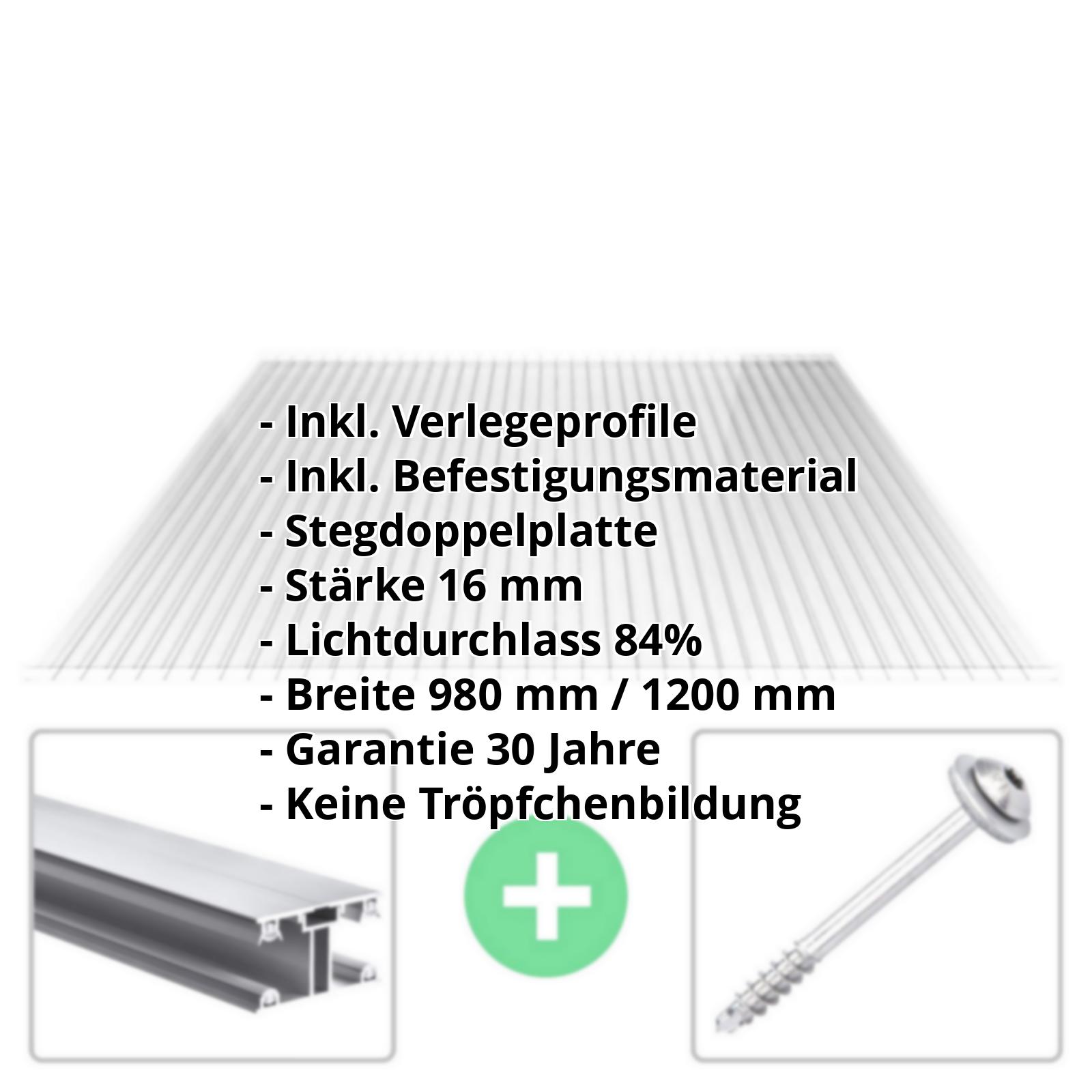Acrylglas Stegplatte | 16 mm | Profil ECO | Sparpaket | Plattenbreite 1200 mm | Klar | Breite 3,71 m | Länge 2,00 m #2