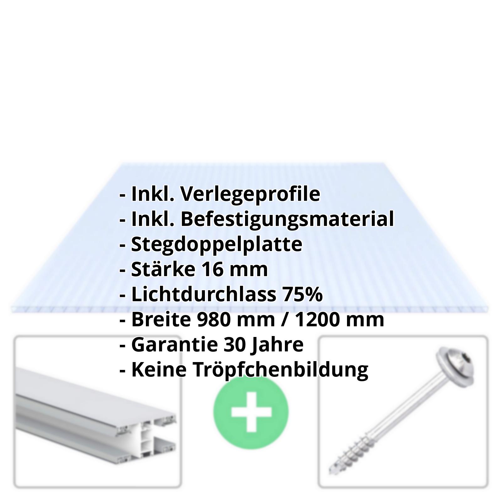 Acrylglas Stegplatte | 16 mm | Profil Mendiger | Sparpaket | Plattenbreite 980 mm | Lichtblau | Breite 3,09 m | Länge 2,00 m #2