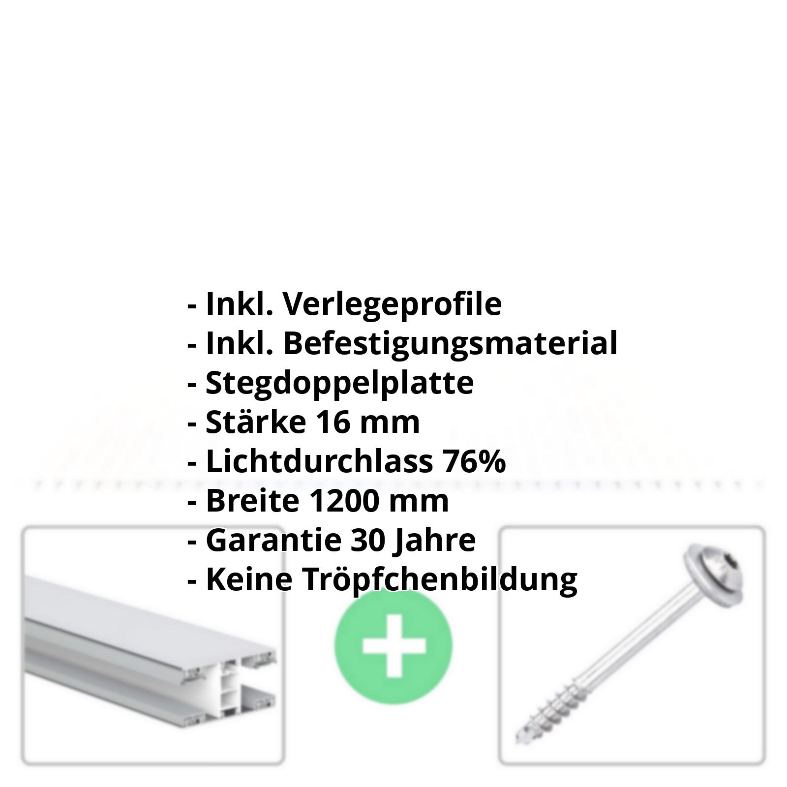 Acrylglas Stegplatte | 16 mm | Profil Mendiger | Sparpaket | Plattenbreite 1200 mm | Opal Weiß | Breite 3,75 m | Länge 2,00 m #2