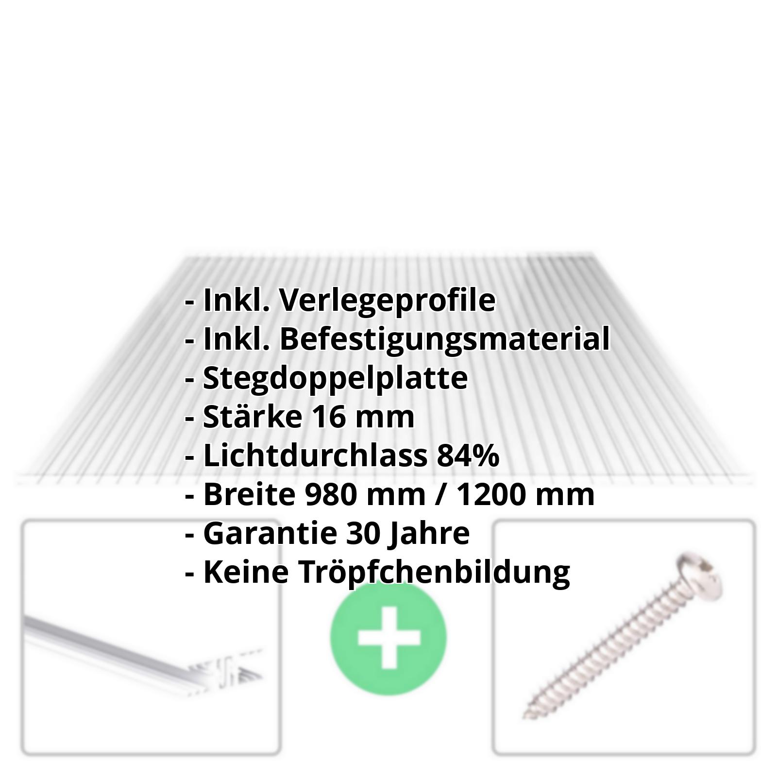 Acrylglas Stegplatte | 16 mm | Profil Zevener Sprosse | Sparpaket | Plattenbreite 1200 mm | Klar | Breite 3,79 m | Länge 2,00 m #2