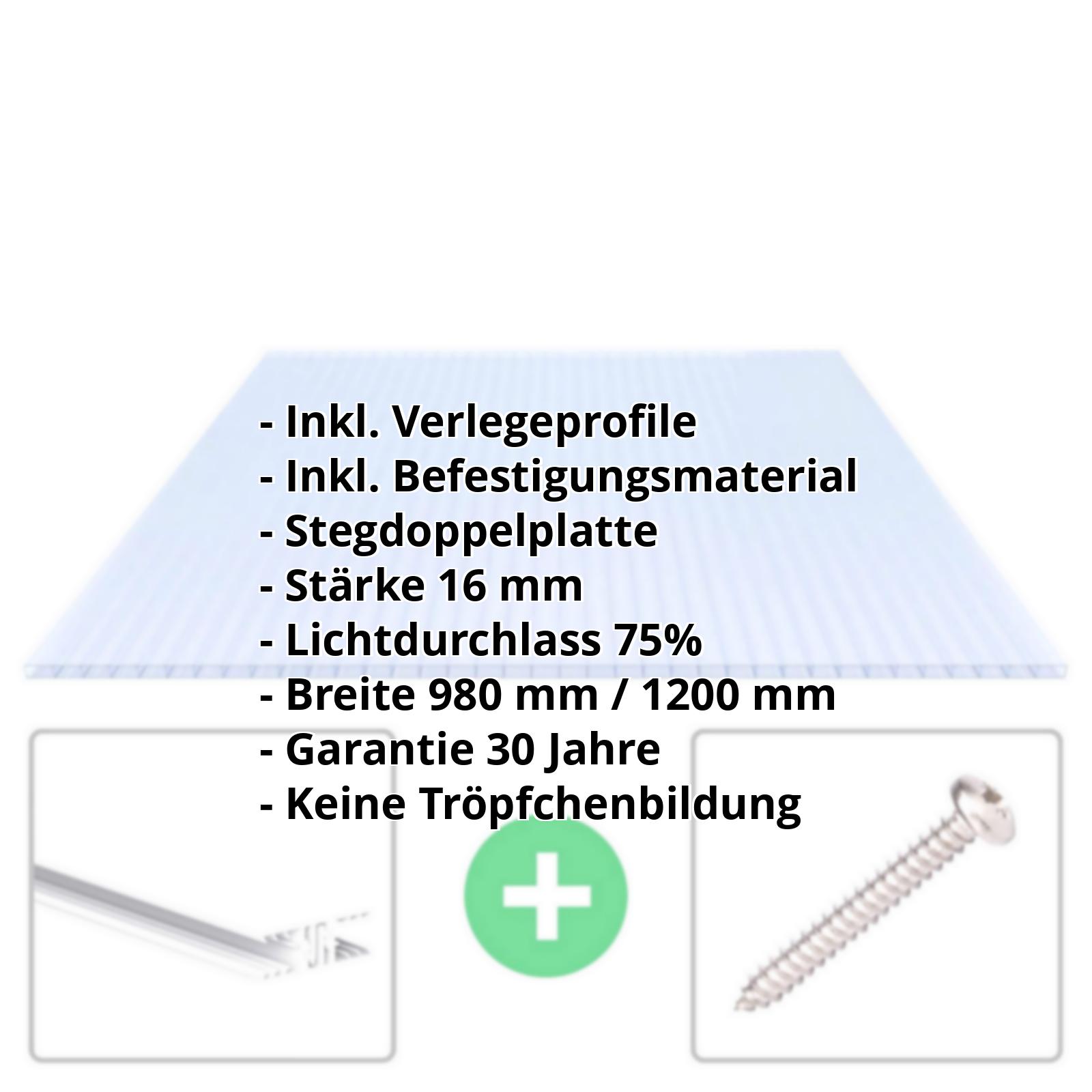 Acrylglas Stegplatte | 16 mm | Profil Zevener Sprosse | Sparpaket | Plattenbreite 1200 mm | Lichtblau | Breite 3,79 m | Länge 2,00 m #2