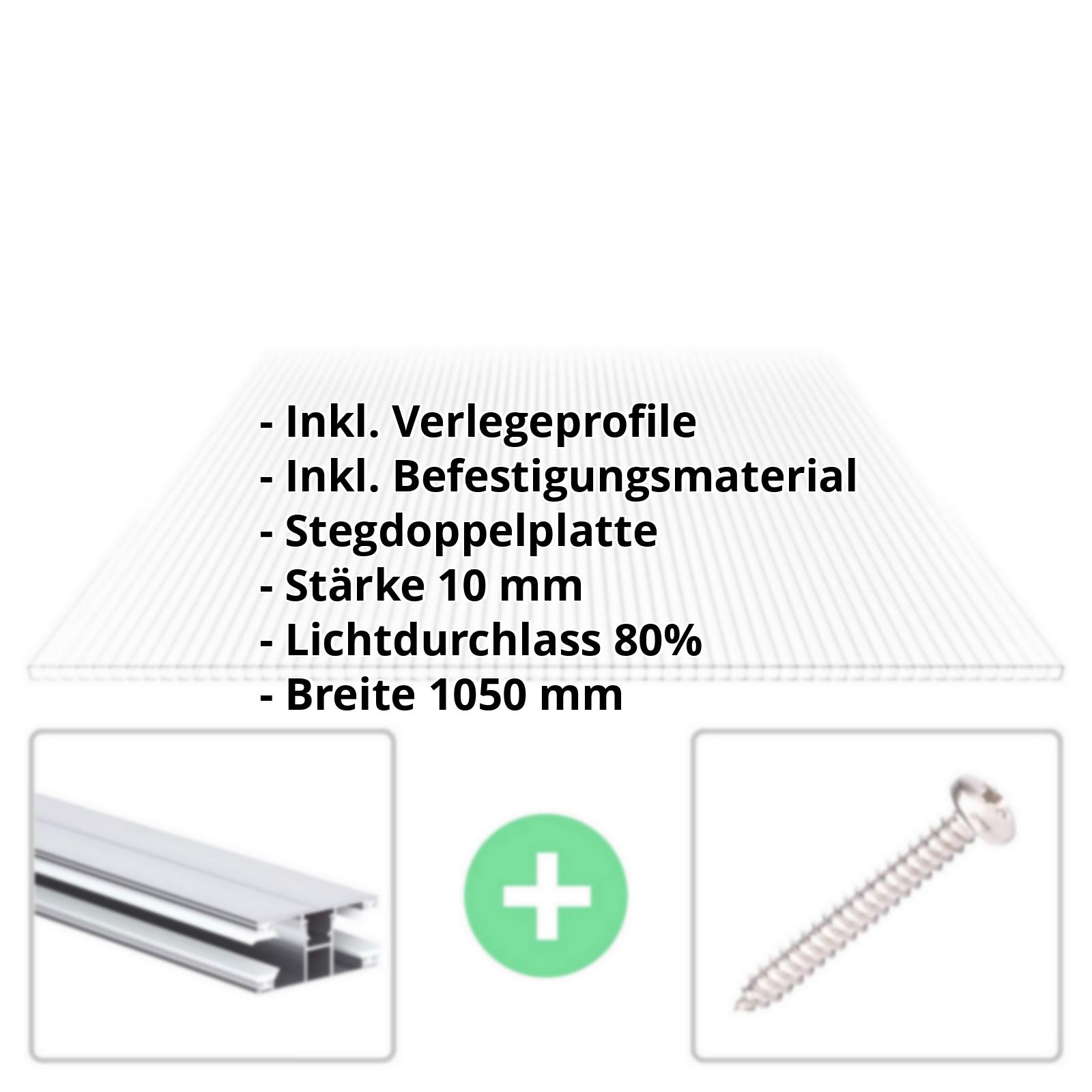 Polycarbonat Stegplatte | 10 mm | Profil DUO | Sparpaket | Plattenbreite 1050 mm | Klar | Breite 3,30 m | Länge 2,00 m #2