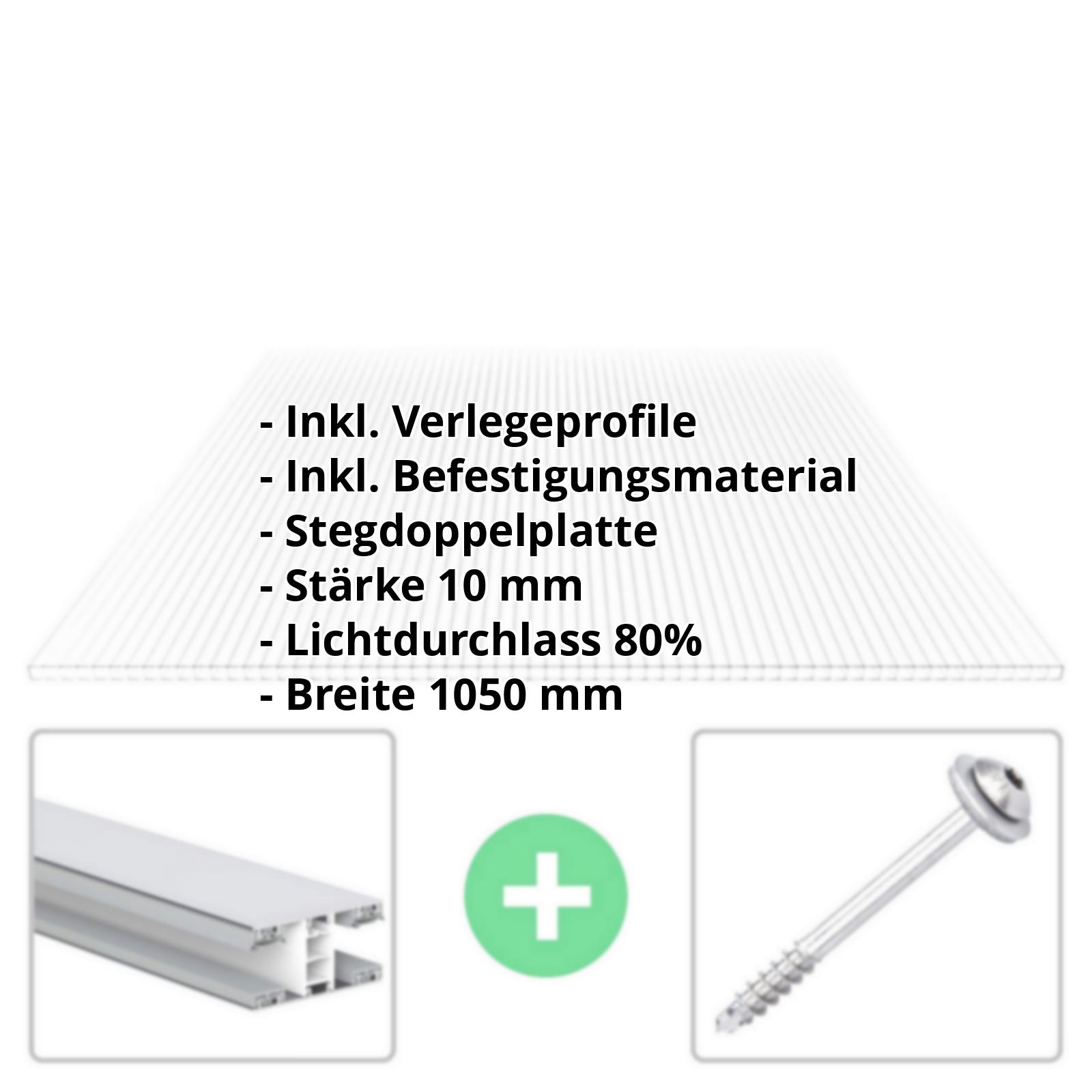 Polycarbonat Stegplatte | 10 mm | Profil Mendiger | Sparpaket | Plattenbreite 1050 mm | Klar | Breite 3,30 m | Länge 2,00 m #2