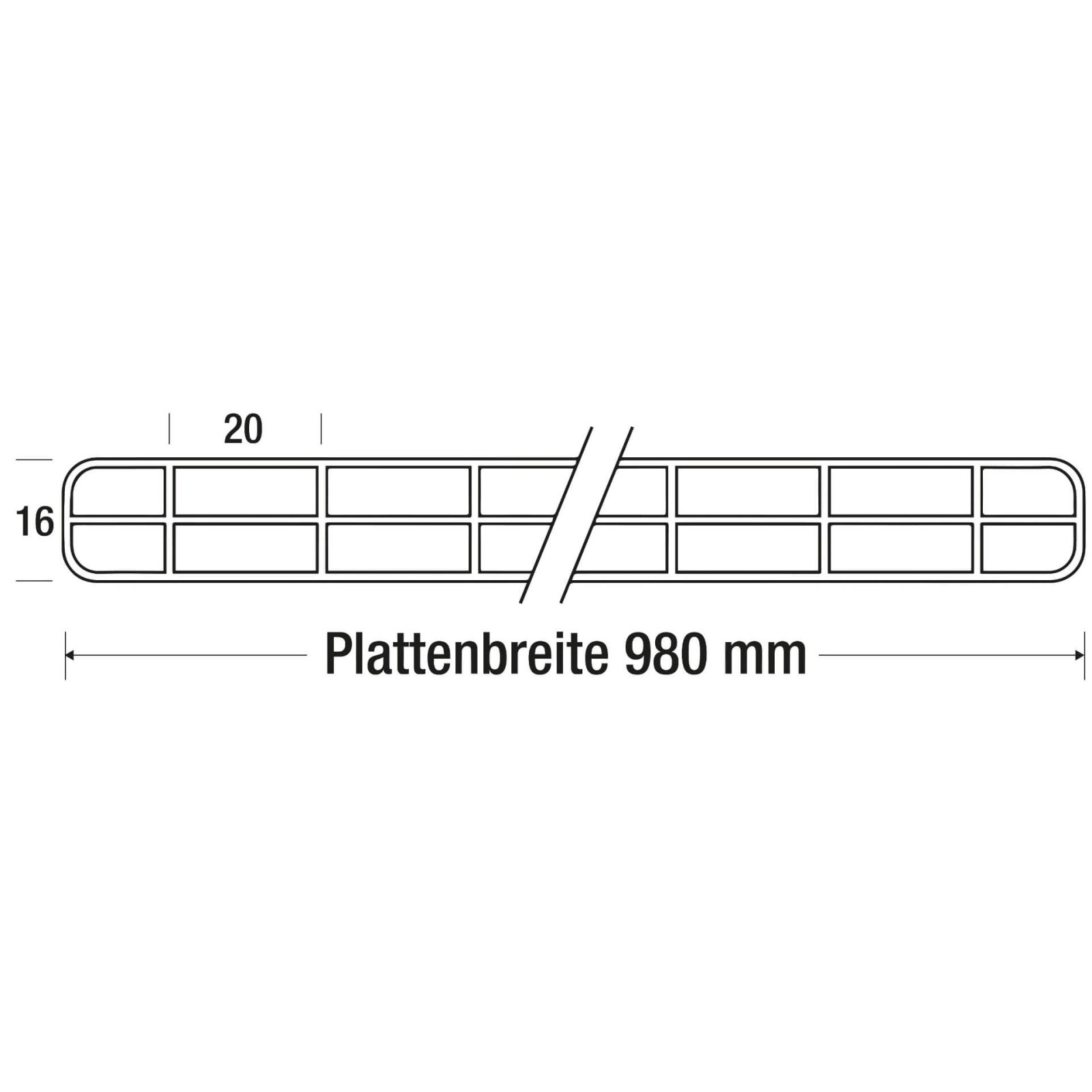 Polycarbonat Stegplatte | 16 mm | Profil ECO | Sparpaket | Plattenbreite 980 mm | Klar | 2nd LIFE LINE | Breite 3,05 m | Länge 2,00 m #10