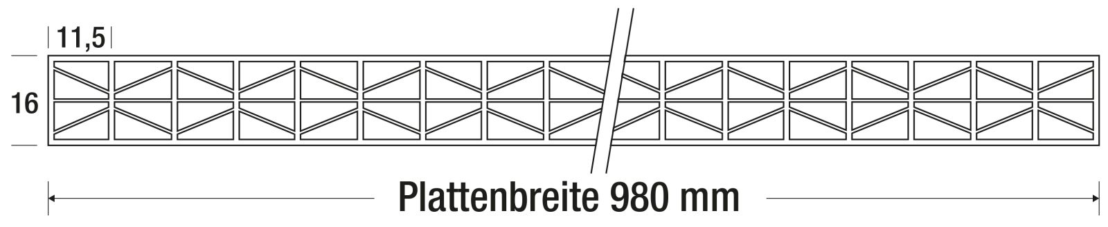 Polycarbonat Stegplatte | 16 mm | Profil ECO | Sparpaket | Plattenbreite 980 mm | Opal Weiß | Temperaturred. | Breite 3,05 m | Länge 2,00 m #10