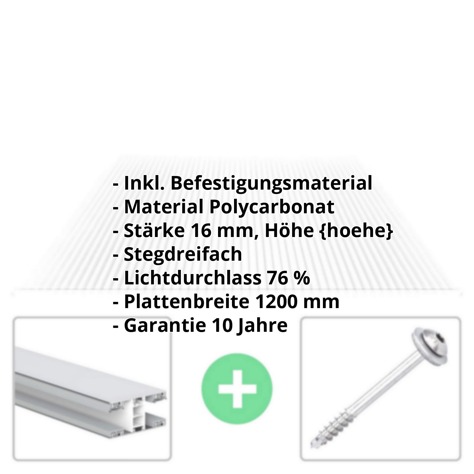 Polycarbonat Stegplatte | 16 mm | Profil Mendiger | Sparpaket | Plattenbreite 1200 mm | Klar | Breite 3,75 m | Länge 2,00 m #2