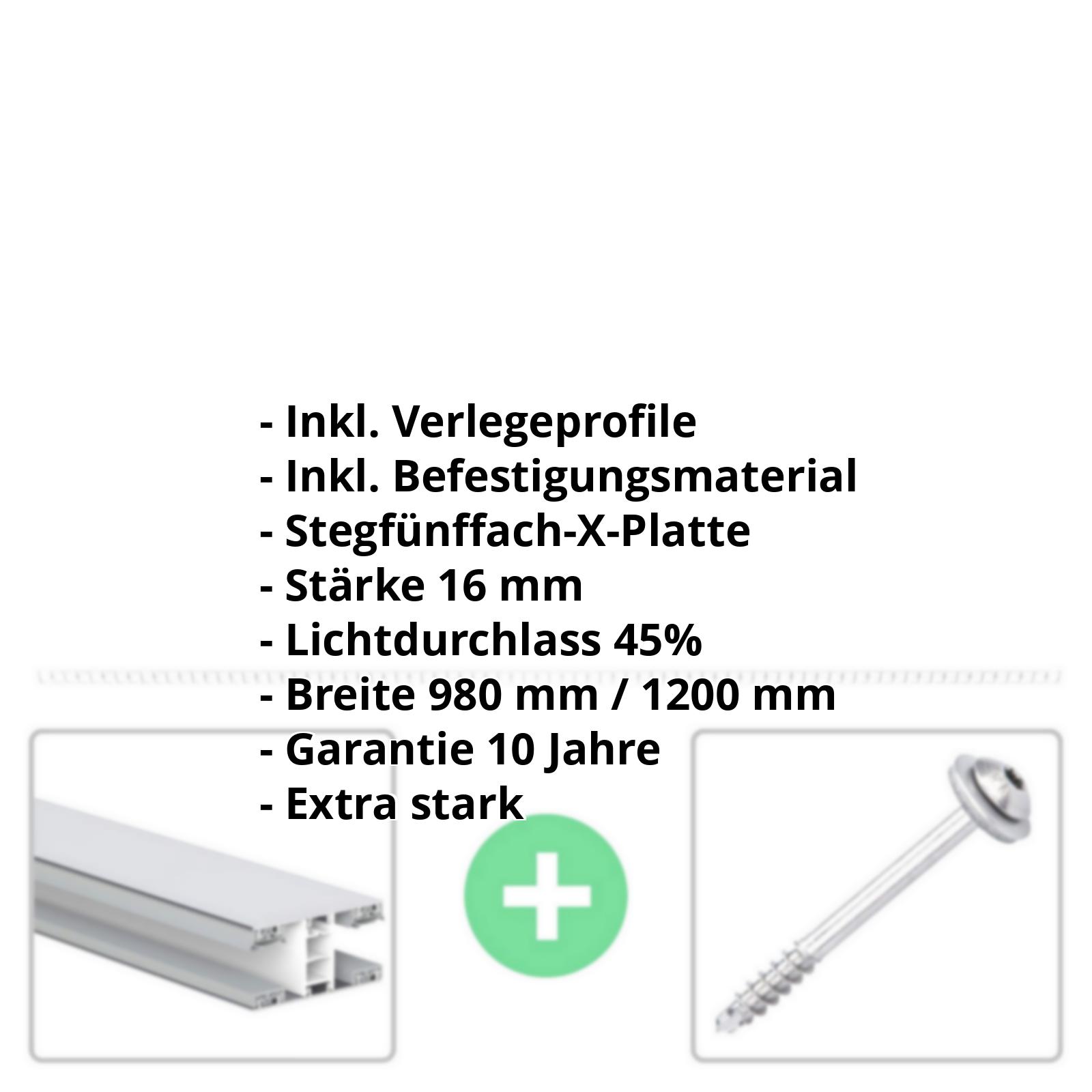 Polycarbonat Stegplatte | 16 mm | Profil Mendiger | Sparpaket | Plattenbreite 980 mm | Opal Weiß | Extra stark | Breite 3,09 m | Länge 2,00 m #2