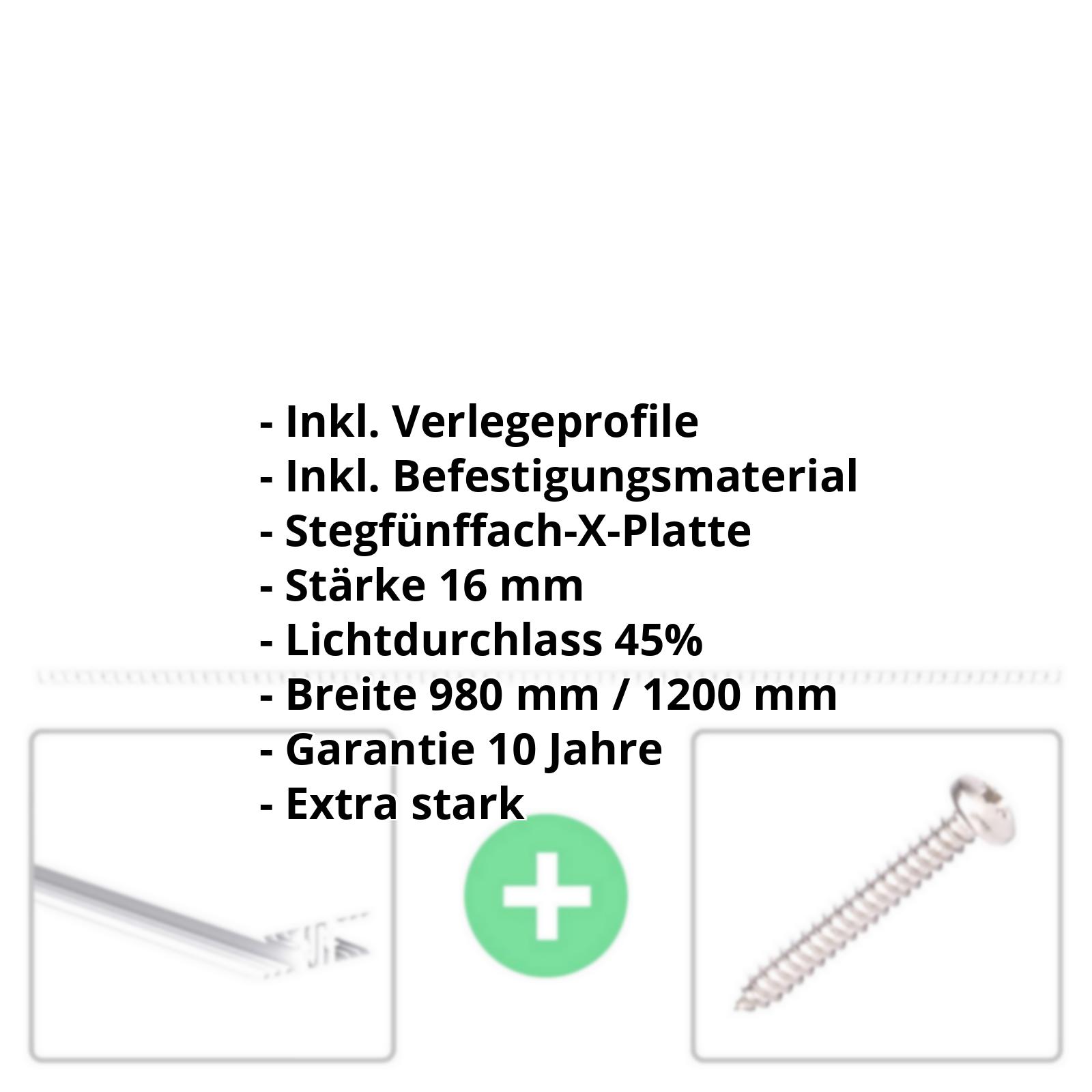 Polycarbonat Stegplatte | 16 mm | Profil Zevener Sprosse | Sparpaket | Plattenbreite 980 mm | Opal Weiß | Extra stark | Breite 3,13 m | Länge 2,00 m #2