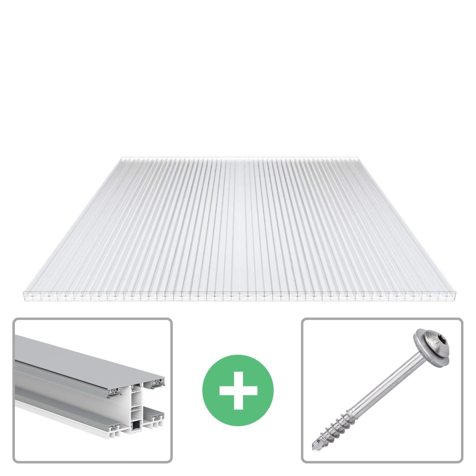 Polycarbonat Stegplatte | 25 mm | Profil Mendiger | Sparpaket | Plattenbreite 980 mm | Klar | Extra stark | Breite 3,10 m | Länge 2,00 m #1