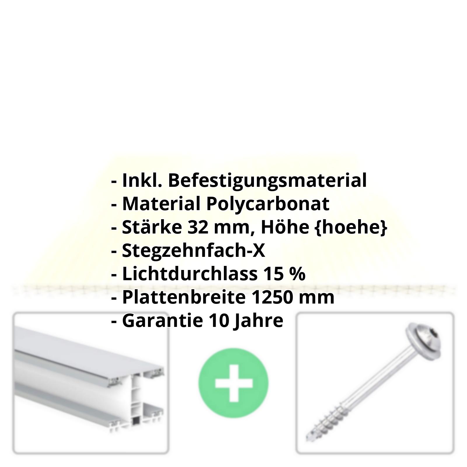 Polycarbonat Stegplatte | 32 mm | Profil Mendiger | Sparpaket | Plattenbreite 1250 mm | Gold-Opal | Breite 3,91 m | Länge 2,00 m #2