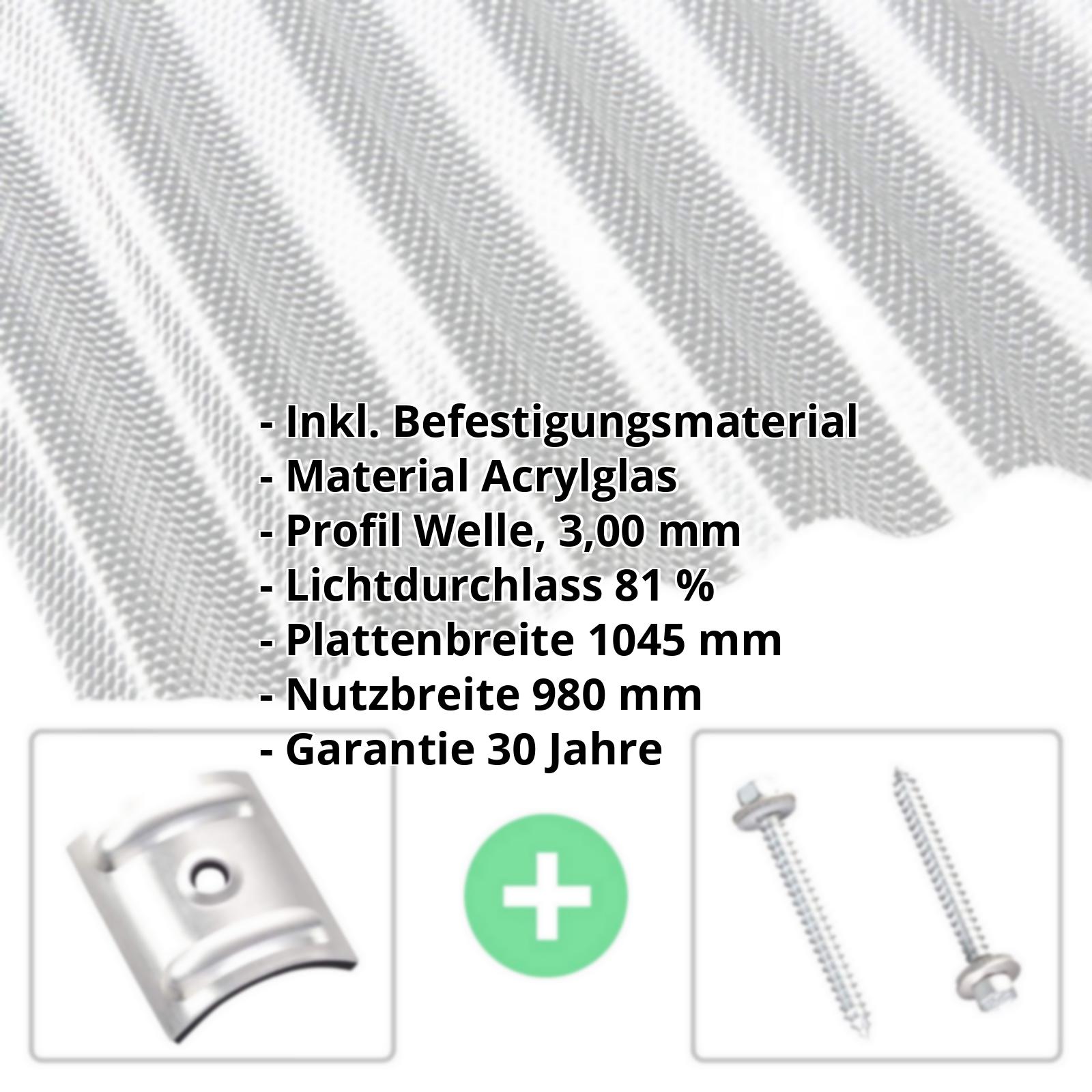 Acrylglas Wellplatte | 76/18 | Sparpaket | 3,00 mm | Klar | Wabenstruktur | Breite 3,00 m | Länge 2,00 m #2