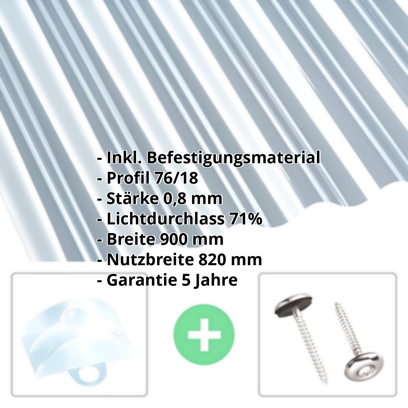 PET Wellplatte | 76/18 | Sparpaket | 0,80 mm | Klarbläulich | Breite 2,54 m | Länge 2,00 m #2