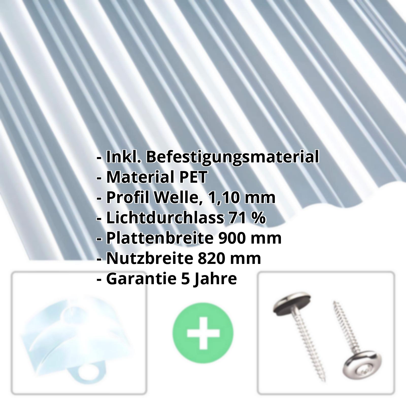 PET Wellplatte | 76/18 | Sparpaket | 1,10 mm | Klarbläulich | Breite 2,54 m | Länge 2,00 m #2