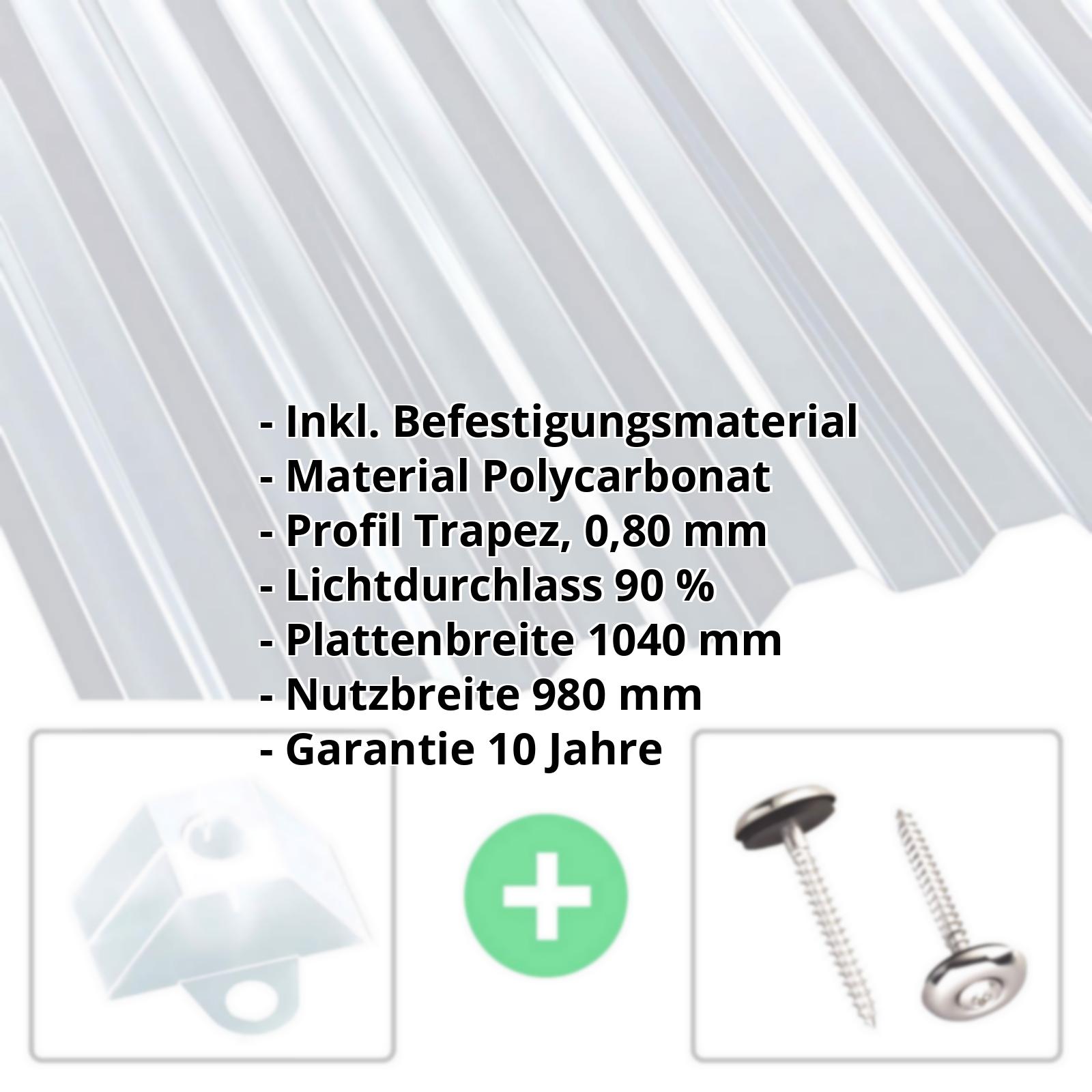 Polycarbonat Spundwandplatte | 76/18 | Sparpaket | 0,80 mm | Klar | Breite 3,00 m | Länge 2,00 m #2