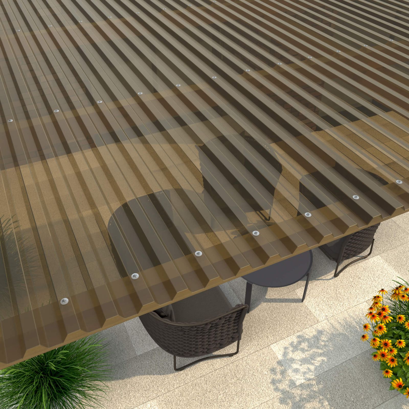 PVC Spundwandplatte | 70/18 | Sparpaket 1,00 mm | Bronze | Breite 3,18 m | Länge 2,00 m PVC Spundwandplatte | 70/18 | Sparpaket | 1,00 mm | Bronze | Breite 3,18 m | Länge 2,00 m #3