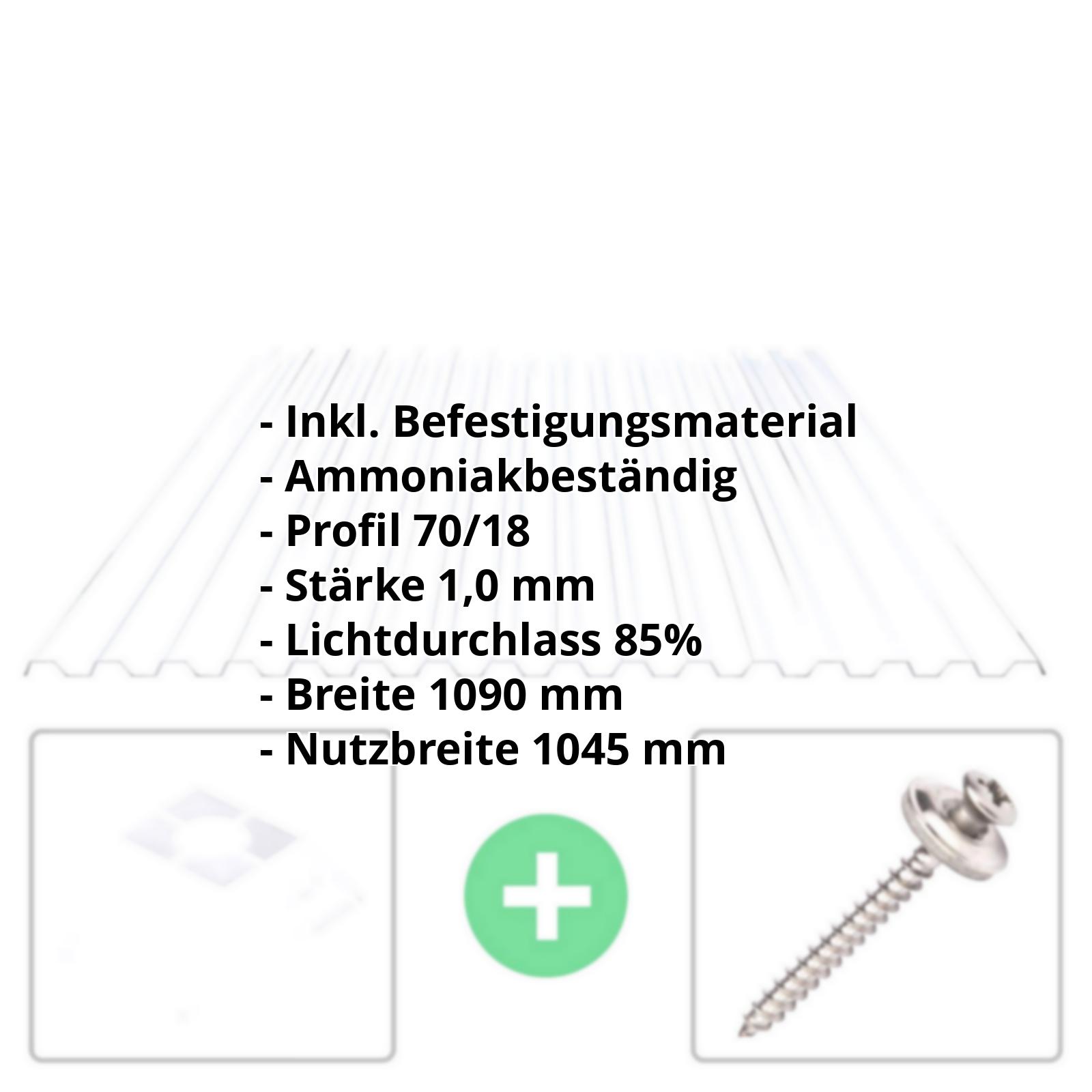 PVC Spundwandplatte | 70/18 | Sparpaket 1,00 mm | Klarbläulich | Breite 3,18 m | Länge 2,00 m PVC Spundwandplatte | 70/18 | Sparpaket | 1,00 mm | Klarbläulich | Breite 3,18 m | Länge 2,00 m #2