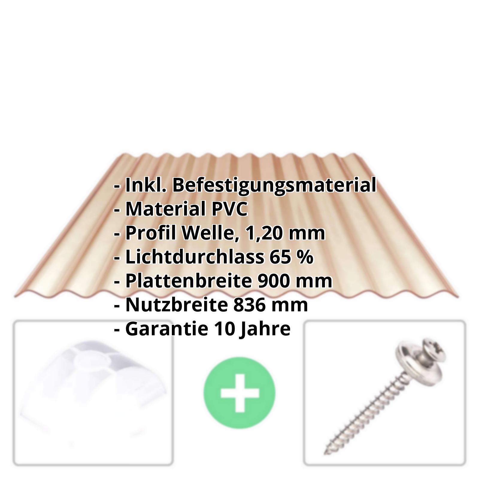 PVC Wellplatte | 76/18 | Sparpaket | 1,20 mm | Bronze | Breite 2,57 m | Länge 2,00 m #2