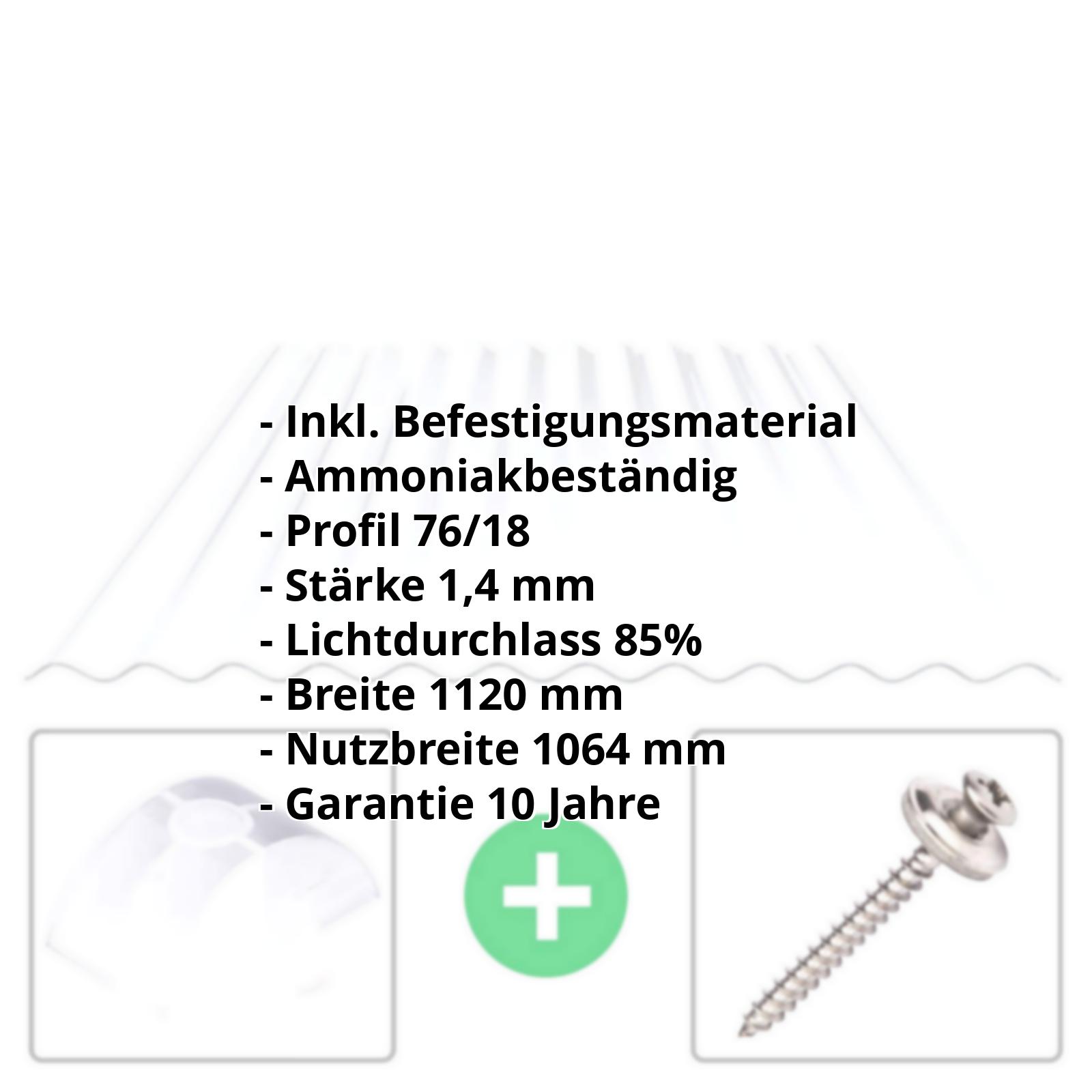 PVC Wellplatte | 76/18 | Sparpaket | 1,40 mm | Klarbläulich | Breite 3,25 m | Länge 2,00 m #2