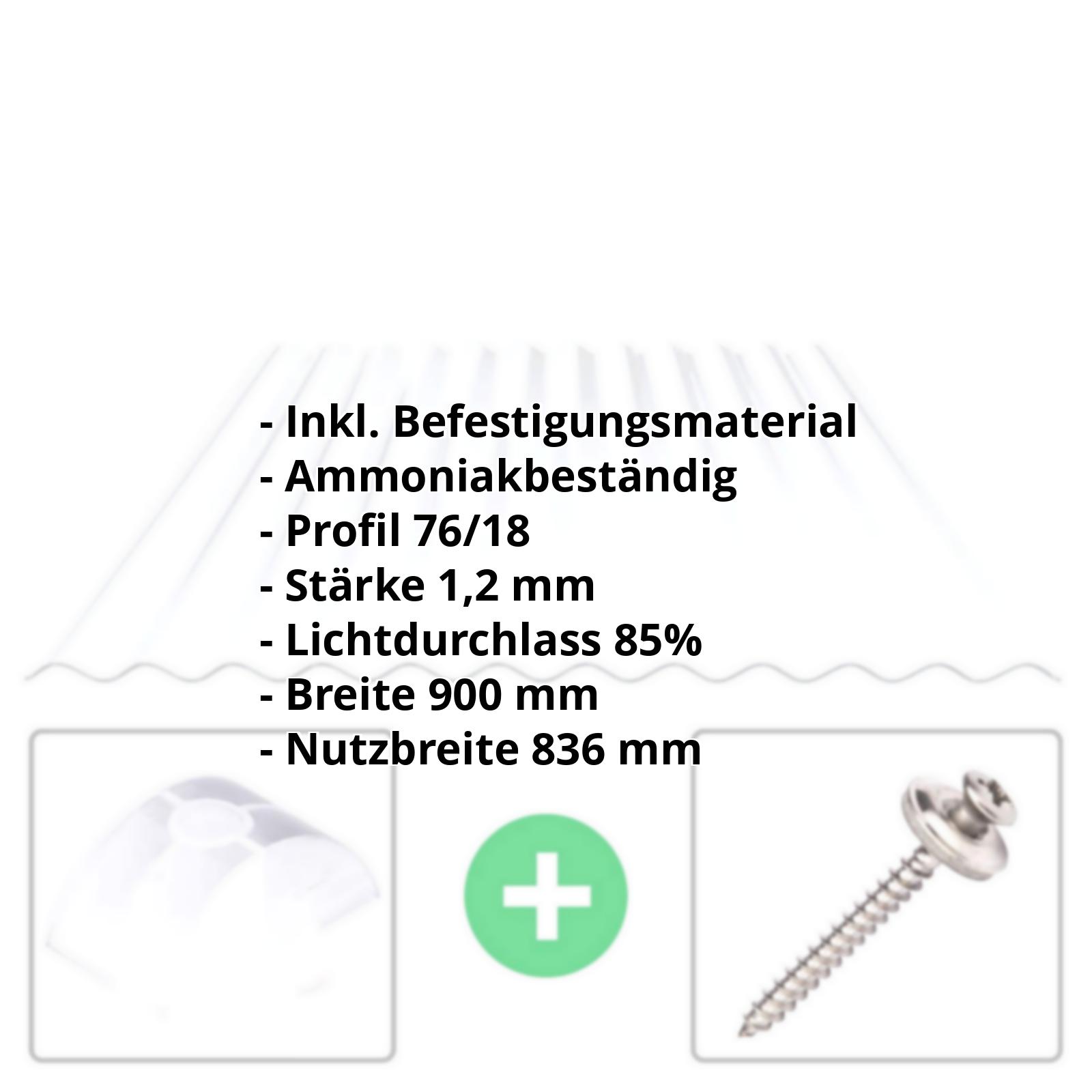 PVC Wellplatte | 76/18 | Sparpaket | 1,20 mm | Klarbläulich | Breite 2,57 m | Länge 2,00 m #2
