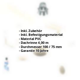 Kunststoff Dachrinnen Sparpaket 4 m | Ø 100/75 mm | Farbe Weiß #2