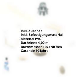 Kunststoff Dachrinnen Sparpaket 4 m | Ø 125/90 mm | Farbe Weiß #2