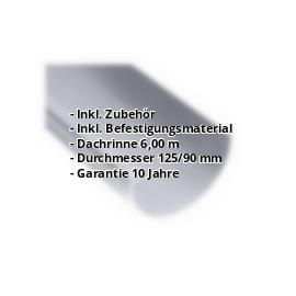 Kunststoff Dachrinnen Sparpaket 6 m | Ø 125/90 mm | Farbe Grau #2